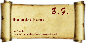 Berente Fanni névjegykártya